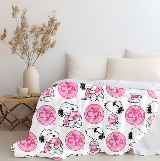 Snoopy x Club America Pink Plush Blanket