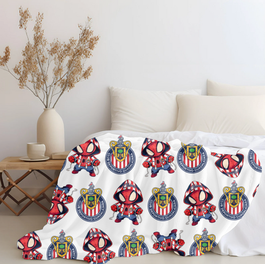 Spiderman x Chivas Pink Plush Blanket